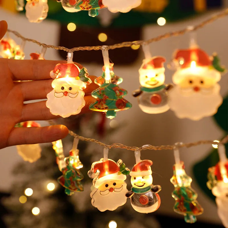 Magical Christmas LED String Lights - Santa & Snowman Festive Decor Set